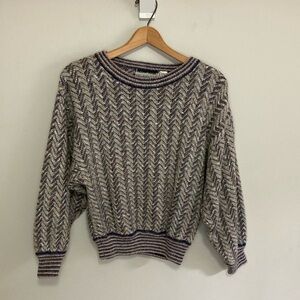 Vintage Bramble Lane Women’s Sweater, Size Medium, gray pink blue